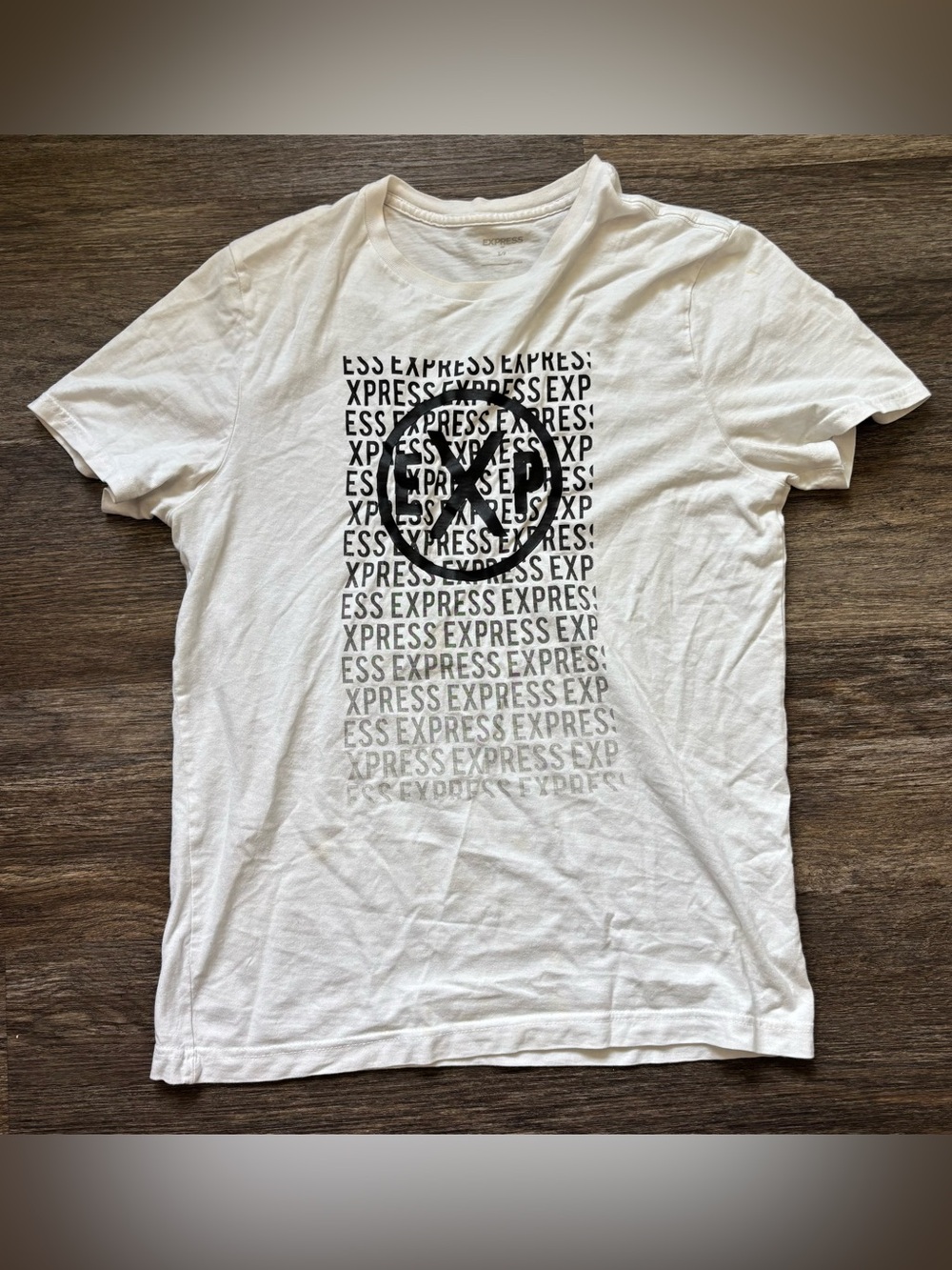 Express White Graphic Logo Tee with Black Print
